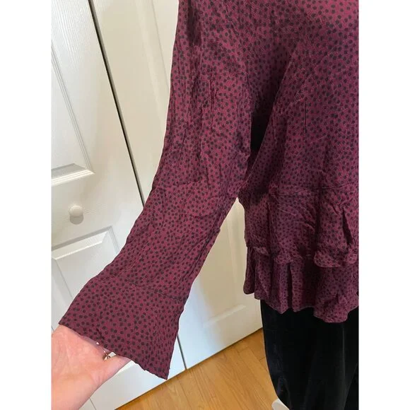 Habitat Womens Button Up Top Size XL Y2K Polka Dot‎ Whimsigoth Vamp Fairy Grunge - Picture 10 of 12